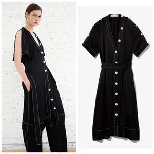 Proenza Schouler White Label Dobby Crepe Convertible Shirt Dress